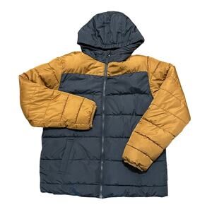 Swiss Tech Hooded Puffer Jacket Youth XL 14-16 Gray/Gold Color Fleece Lined
